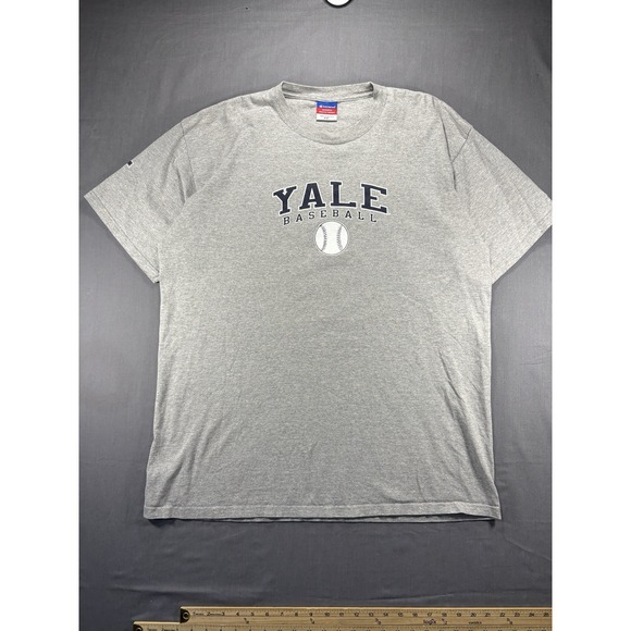 Champion Yale Baseball T Shirt Men's 2XL Gray Short Sleeve Varsity Ivy League - Picture 2 of 8